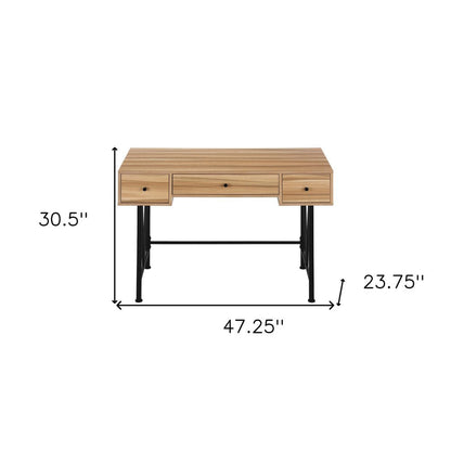 47" Brown and Black Computer Desk With Three Drawers HomeRoots