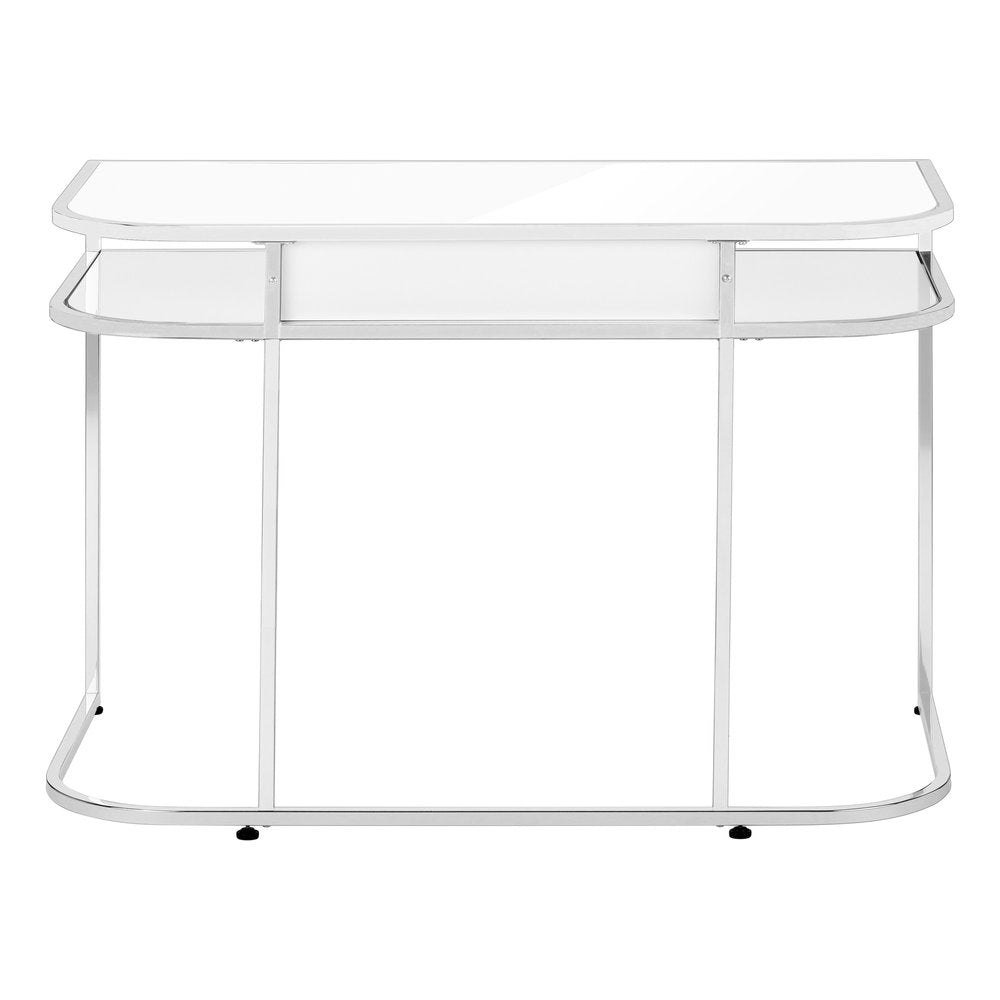 47" White and Silver Wood and Metal Sled Computer Desk — view 4