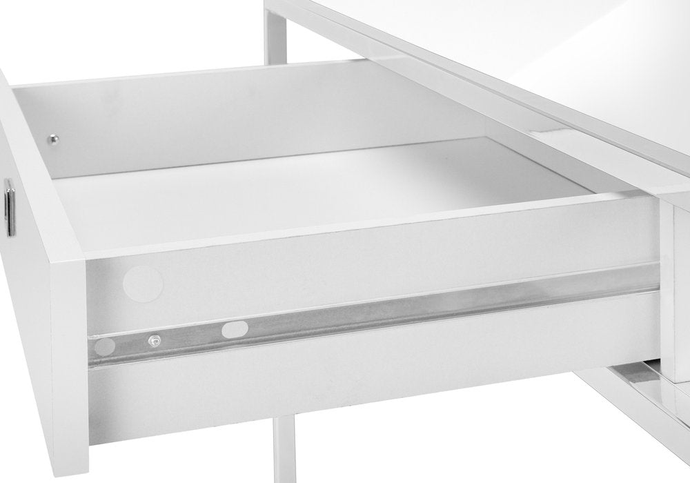 47" White and Silver Wood and Metal Sled Computer Desk — view 6
