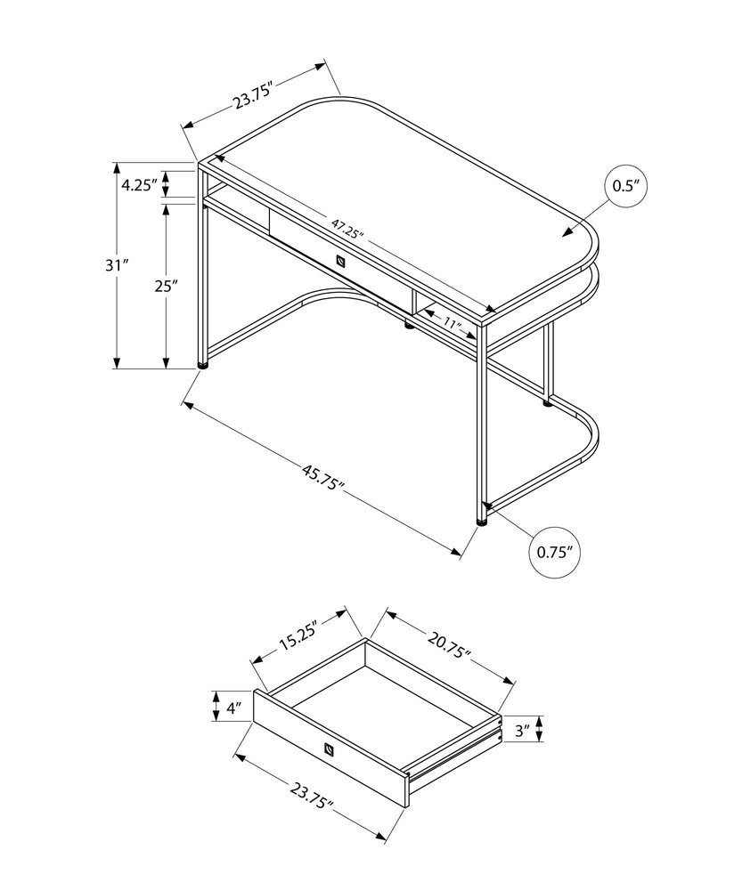 47" White and Silver Wood and Metal Sled Computer Desk — view 9
