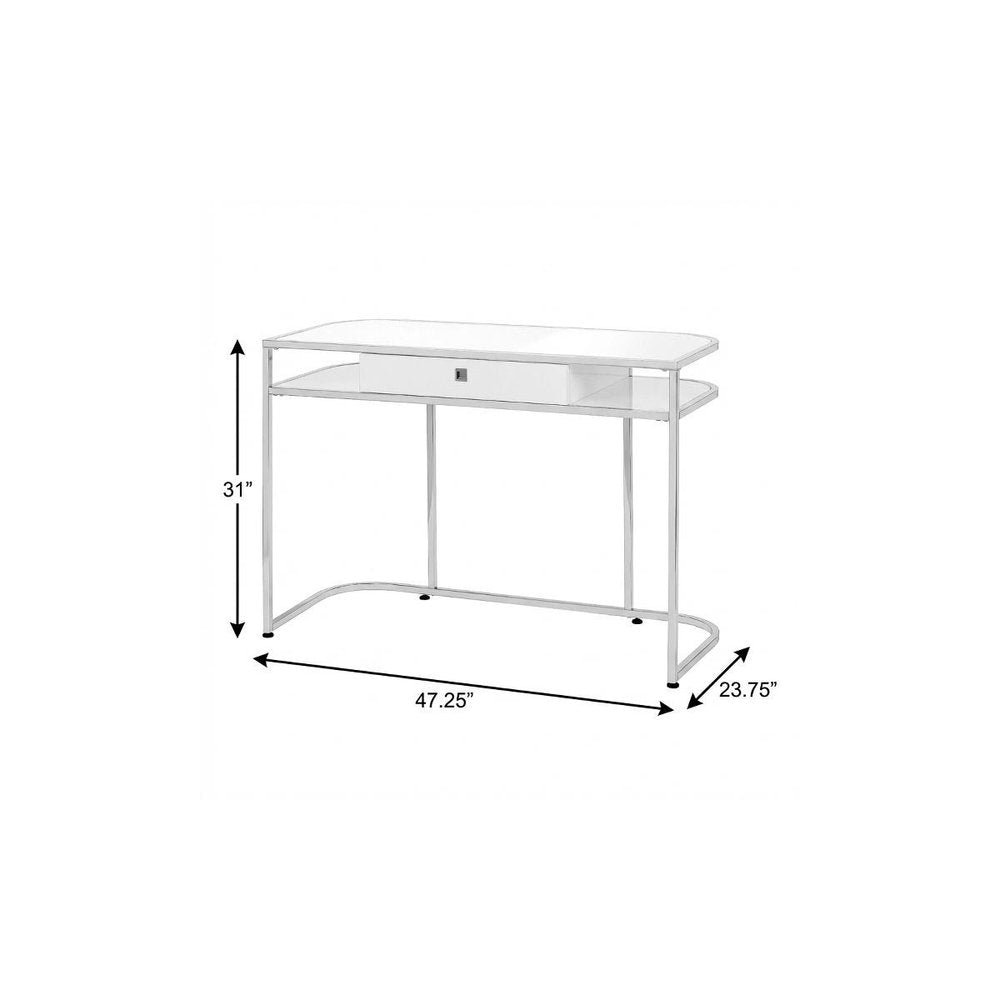 47" White and Silver Wood and Metal Sled Computer Desk — view 11