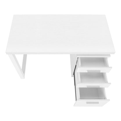 47" White Computer Desk With Three Drawers HomeRoots