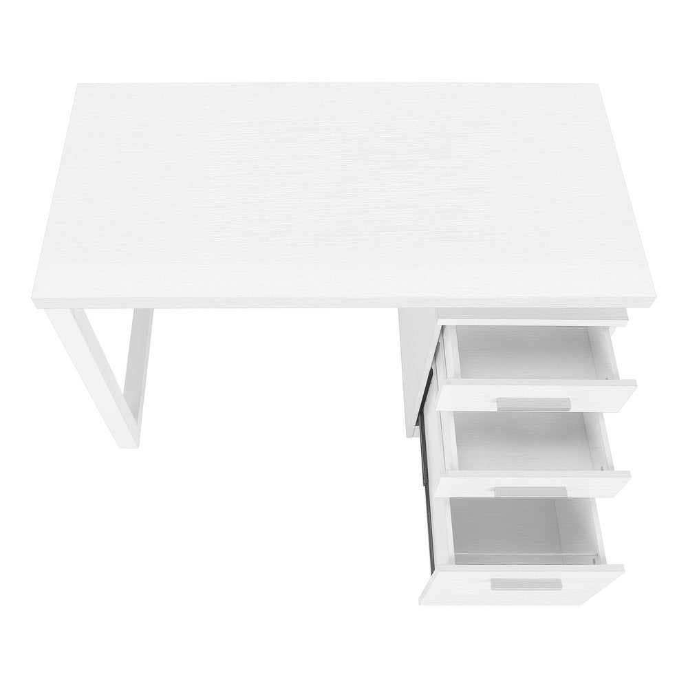 47" White Computer Desk With Three Drawers HomeRoots