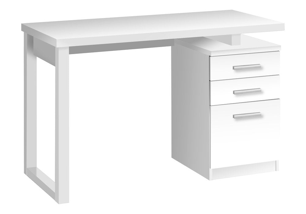 47" White Computer Desk With Three Drawers HomeRoots