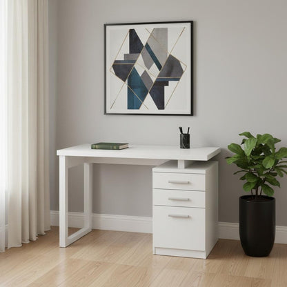 47" White Computer Desk With Three Drawers HomeRoots
