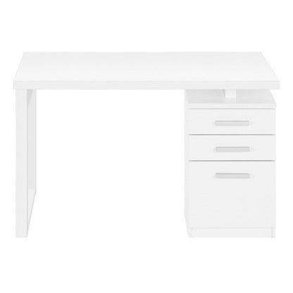 47" White Computer Desk With Three Drawers HomeRoots