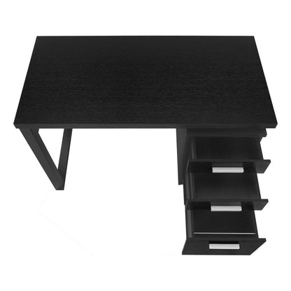 47" Black Computer Desk With Three Drawers HomeRoots