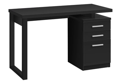 47" Black Computer Desk With Three Drawers HomeRoots