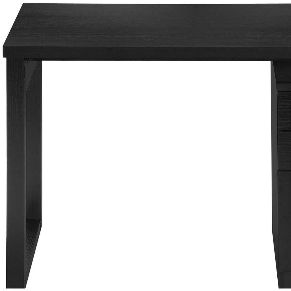 47" Black Computer Desk With Three Drawers HomeRoots