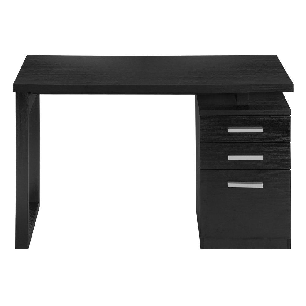 47" Black Computer Desk With Three Drawers HomeRoots