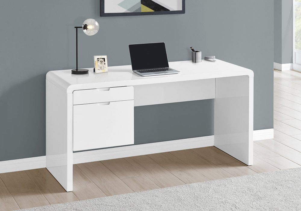 60" White Computer Desk With Two Drawers HomeRoots