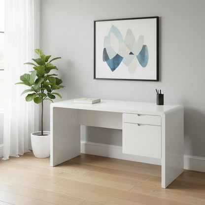 60" White Computer Desk With Two Drawers HomeRoots