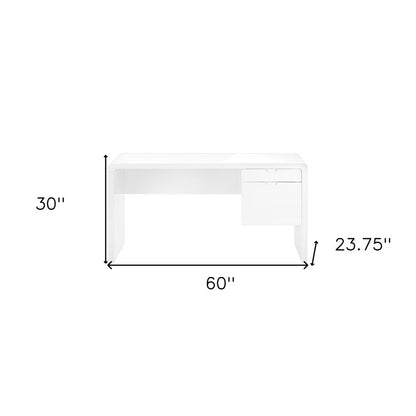 60" White Computer Desk With Two Drawers HomeRoots