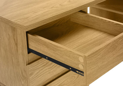 60" Brown and Black L Shape Computer Desk With Three Drawers HomeRoots