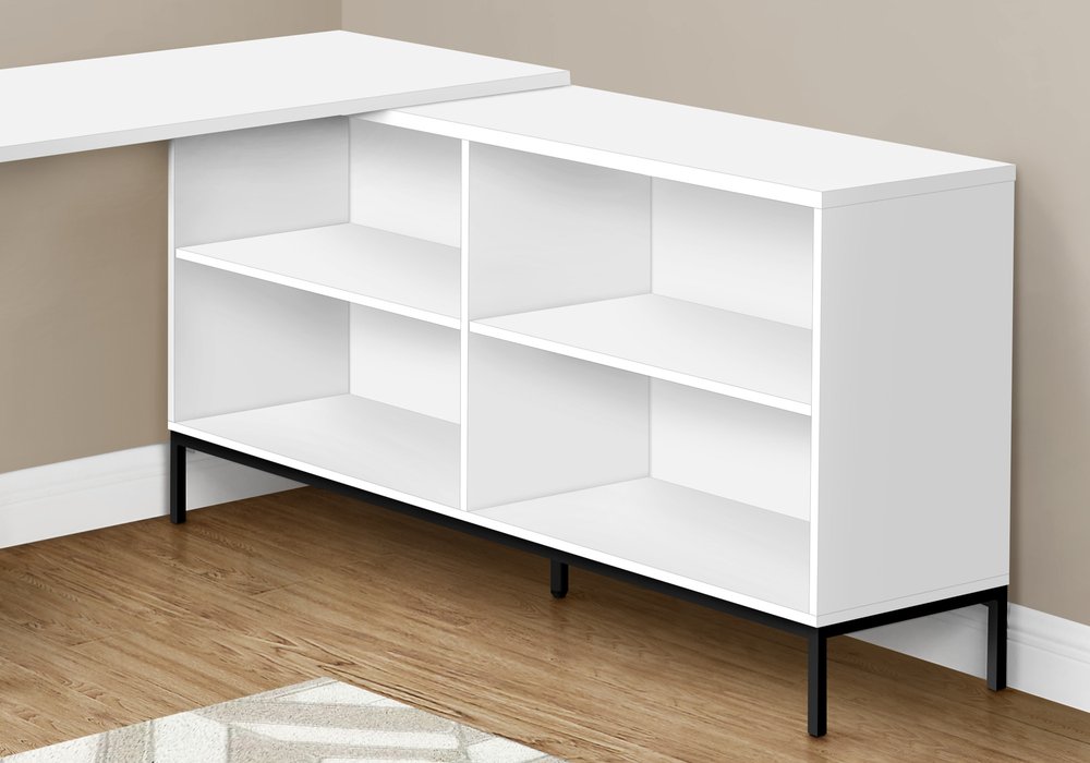 60" White and Black L Shape Computer Desk With Three Drawers HomeRoots