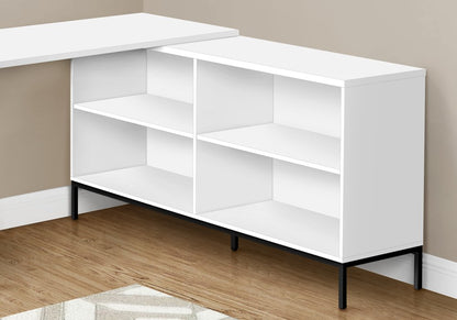 60" White and Black L Shape Computer Desk With Three Drawers HomeRoots