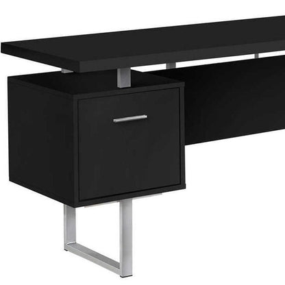 71" Black and Gray L Shape Computer Desk With Three Drawers HomeRoots