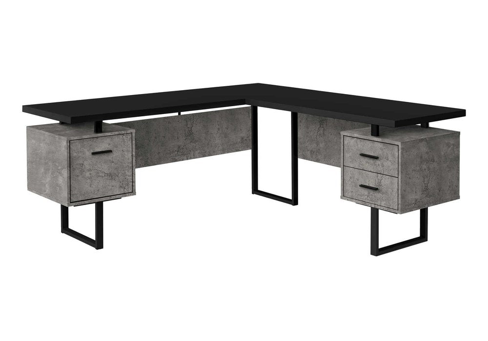 71" Black L Shape Computer Desk With Three Drawers HomeRoots