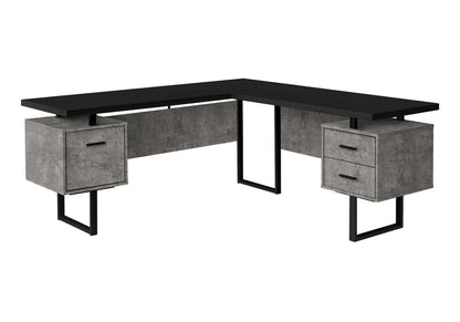 71" Black L Shape Computer Desk With Three Drawers HomeRoots
