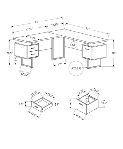 71" Black L Shape Computer Desk With Three Drawers HomeRoots