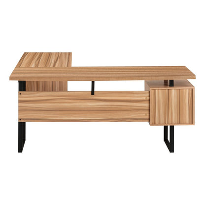 71" Brown and Black L Shape Computer Desk With Three Drawers HomeRoots