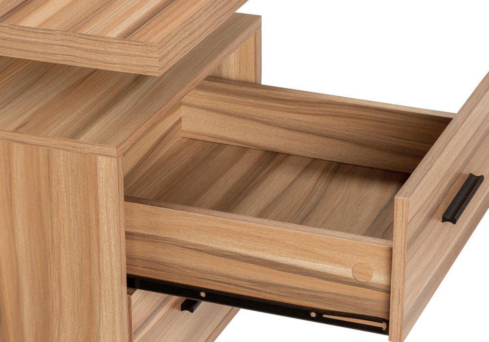 71" Brown and Black L Shape Computer Desk With Three Drawers HomeRoots