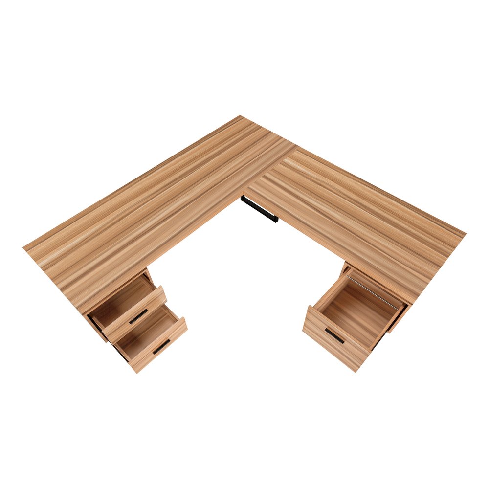 71" Brown and Black L Shape Computer Desk With Three Drawers HomeRoots