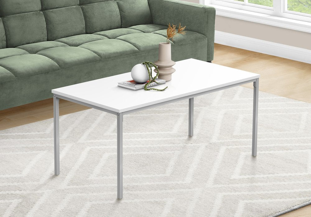 40" White And Silver Metal Coffee Table HomeRoots