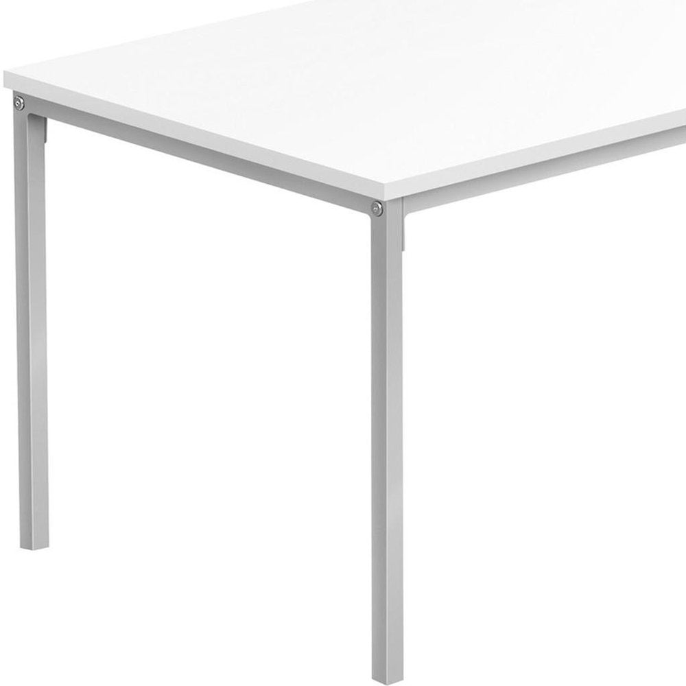 40" White And Silver Metal Coffee Table HomeRoots