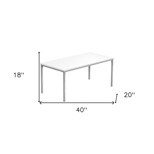 40" White And Silver Metal Coffee Table HomeRoots