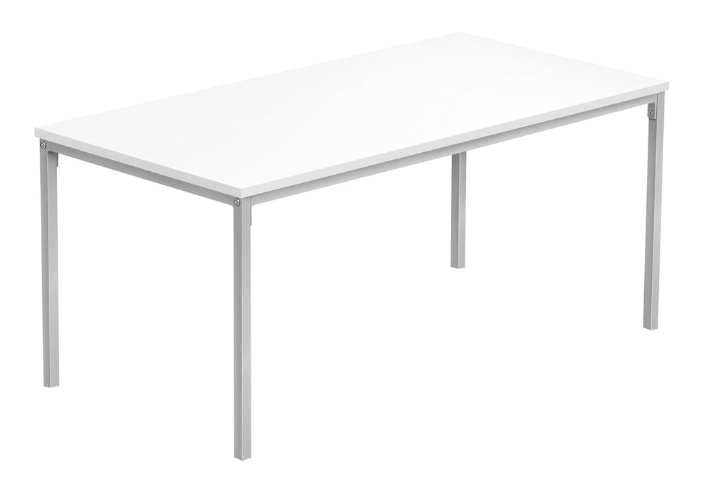 40" White And Silver Metal Coffee Table HomeRoots