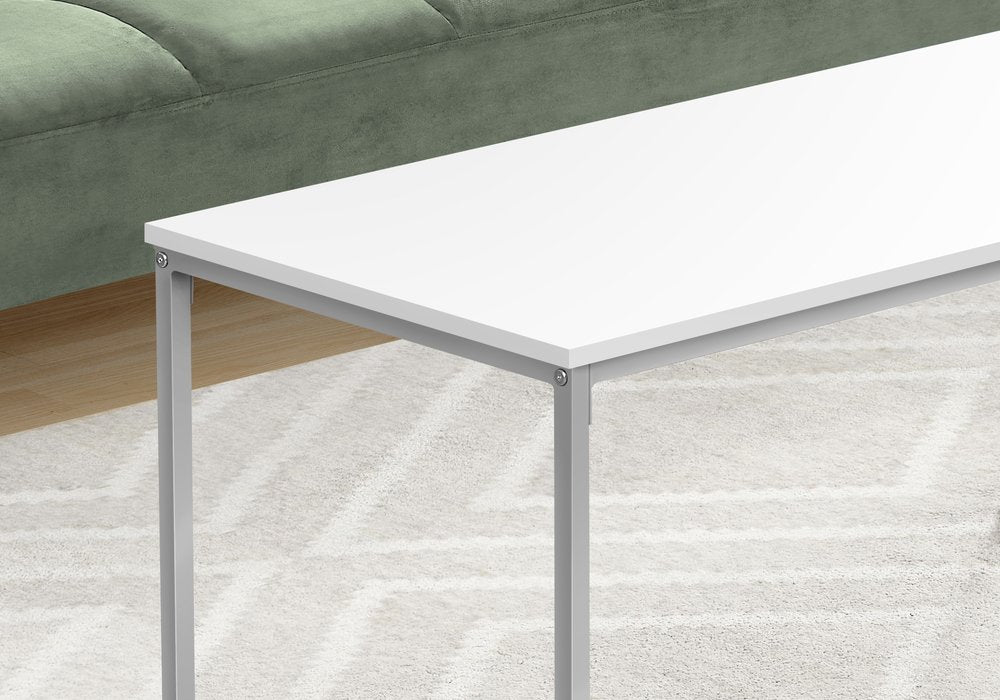 40" White And Silver Metal Coffee Table HomeRoots