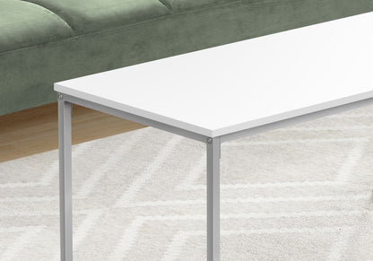 40" White And Silver Metal Coffee Table HomeRoots