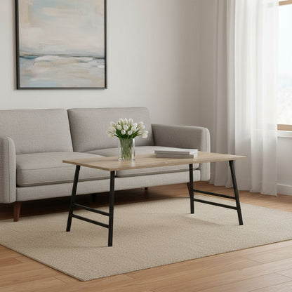 40" Taupe And Black Metal Coffee Table HomeRoots