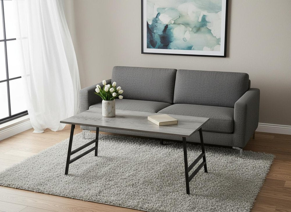 40" Gray And Black Metal Coffee Table HomeRoots
