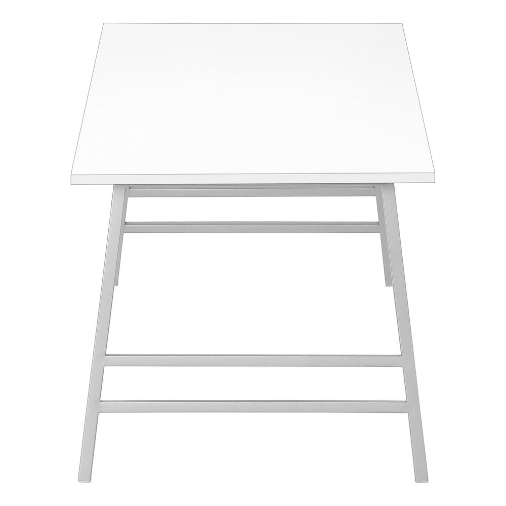 40" White And Silver Wood And Metal Coffee Table HomeRoots