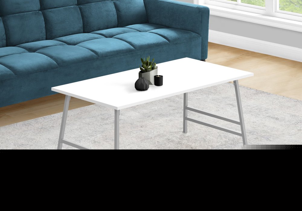 40" White And Silver Wood And Metal Coffee Table HomeRoots