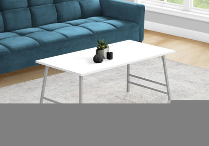 40" White And Silver Wood And Metal Coffee Table HomeRoots