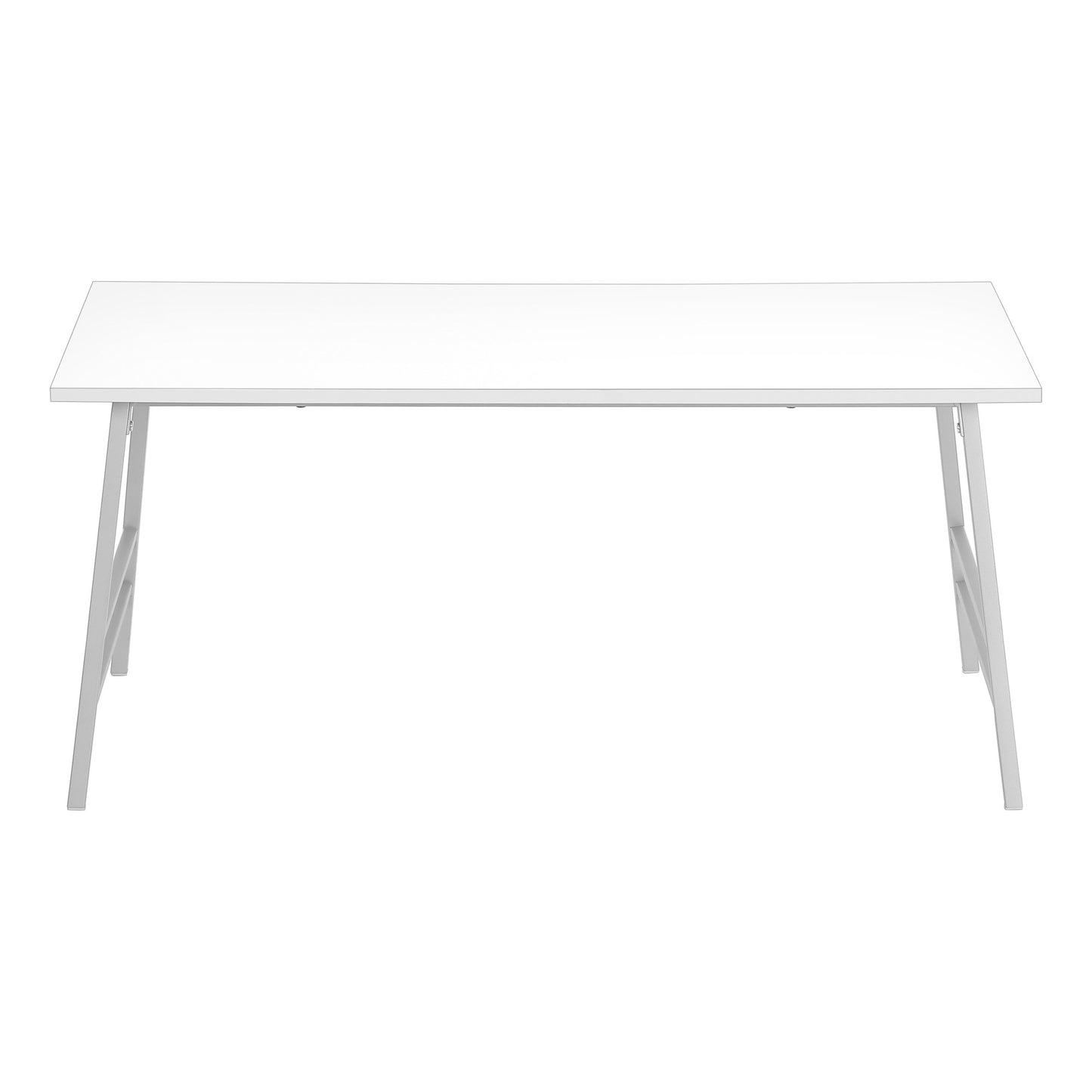 40" White And Silver Wood And Metal Coffee Table