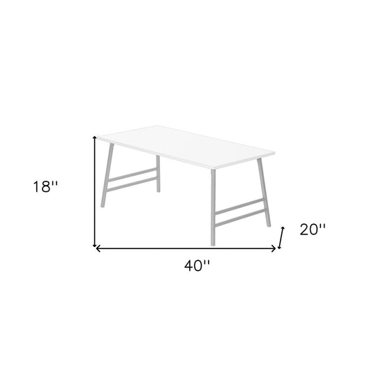 40" White And Silver Wood And Metal Coffee Table HomeRoots