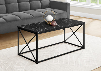 41" Black Wood And Metal Coffee Table