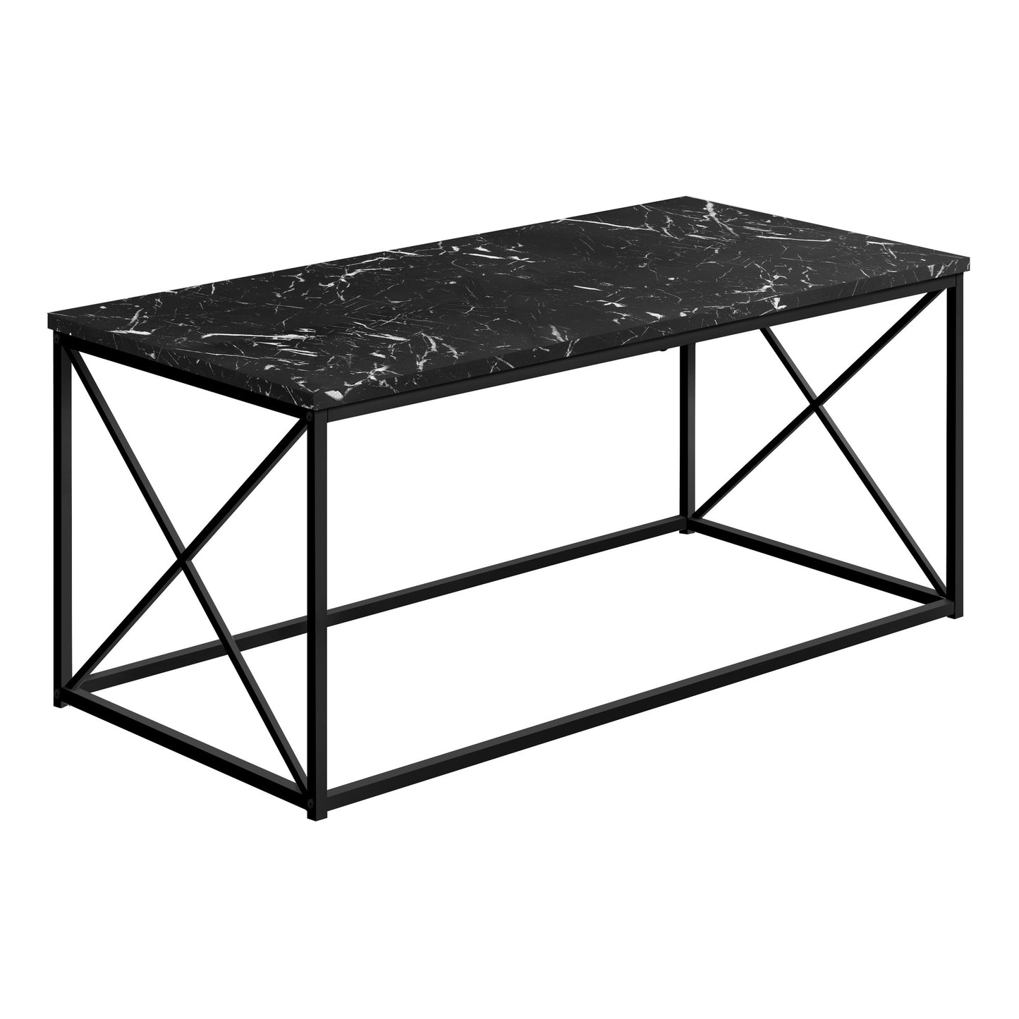 41" Black Wood And Metal Coffee Table