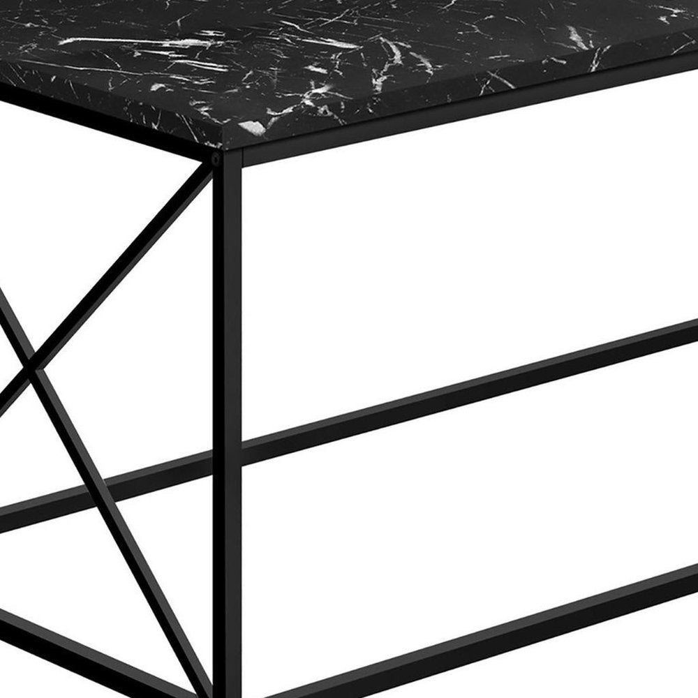 41" Black Wood And Metal Coffee Table HomeRoots