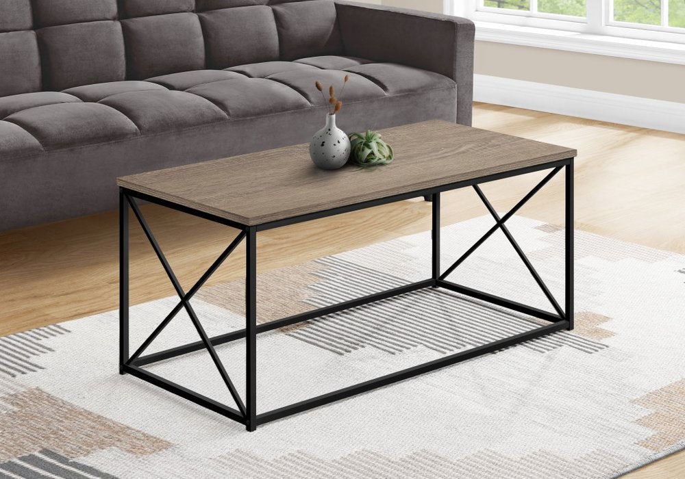 41" Taupe And Black Metal Coffee Table HomeRoots
