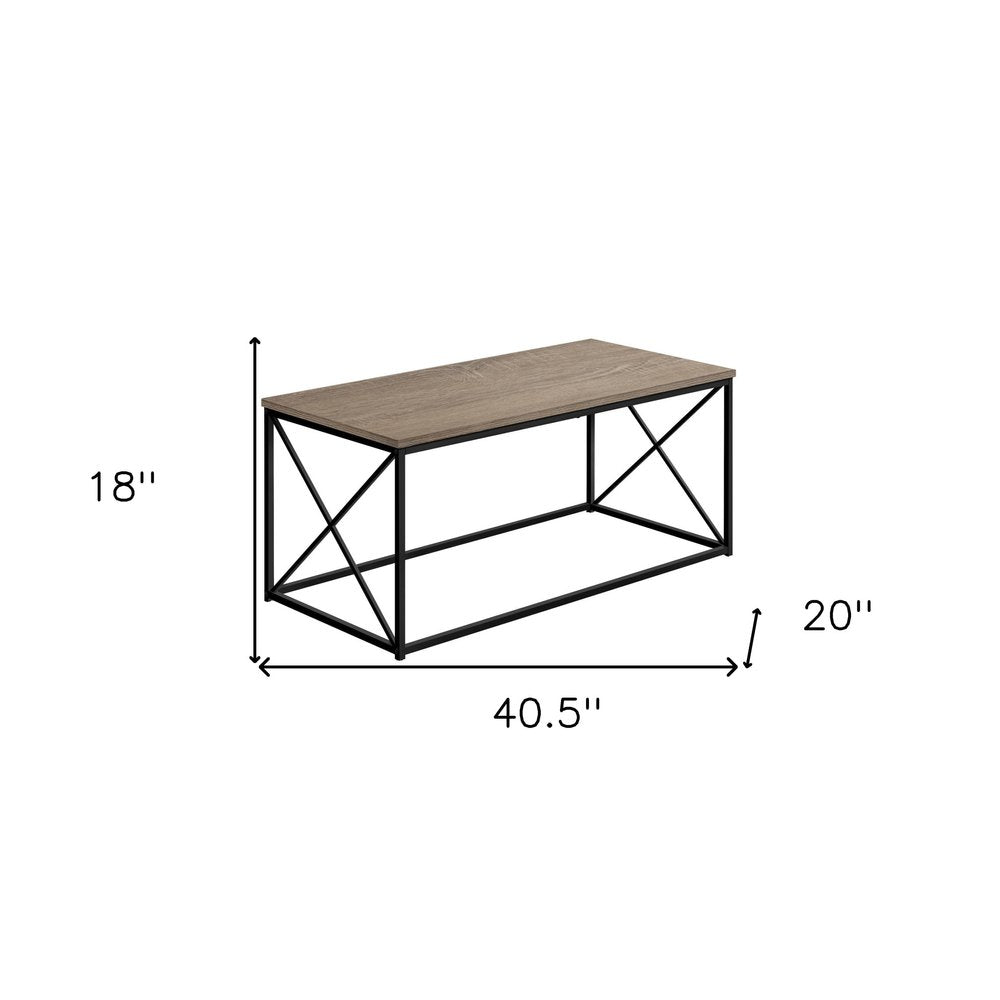 41" Taupe And Black Metal Coffee Table HomeRoots