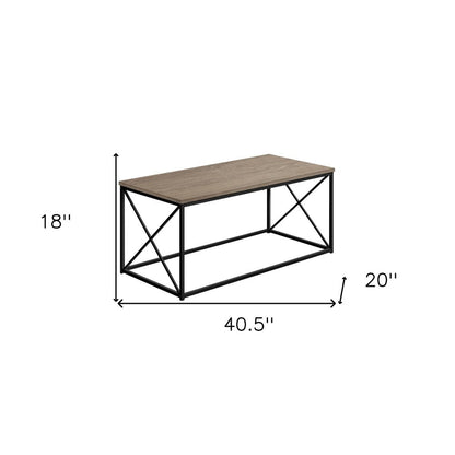 41" Taupe And Black Metal Coffee Table HomeRoots