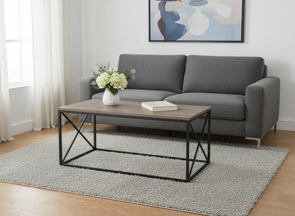 41" Taupe And Black Metal Coffee Table HomeRoots