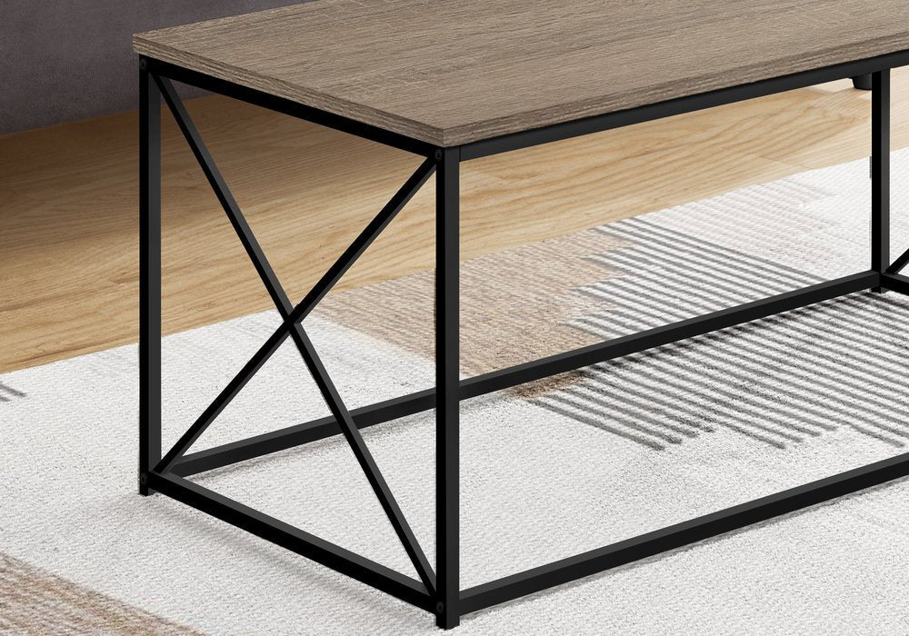 41" Taupe And Black Metal Coffee Table HomeRoots