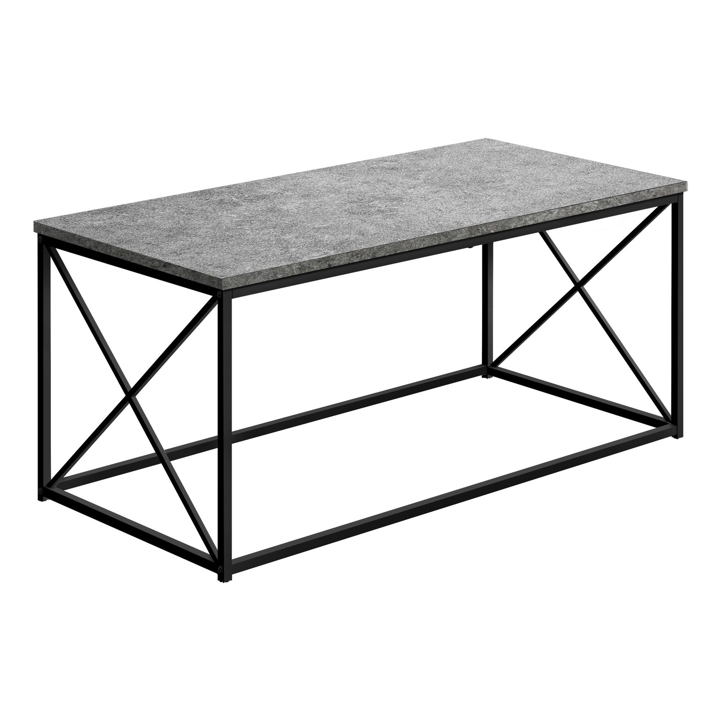 41" Gray And Black Wood And Metal Coffee Table