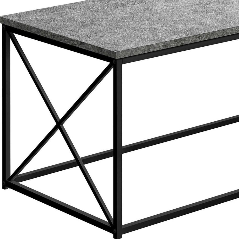 41" Gray And Black Wood And Metal Coffee Table HomeRoots